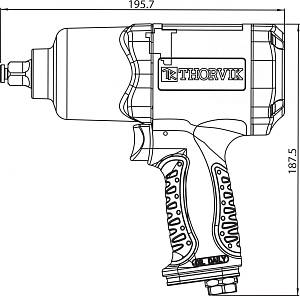 AIW1268 Гайковерт ударный пневматический, композитный корпус, 1/2&quot;DR 7500 об/мин, 680 Нм Thorvik